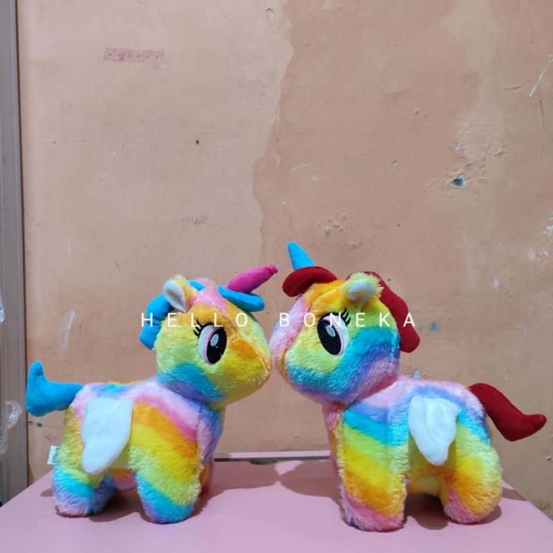 Boneka Kuda Pony Unicorn Rainbow Bertanduk Soft Doll Little Poni Lucu Bahan Halus Lembut