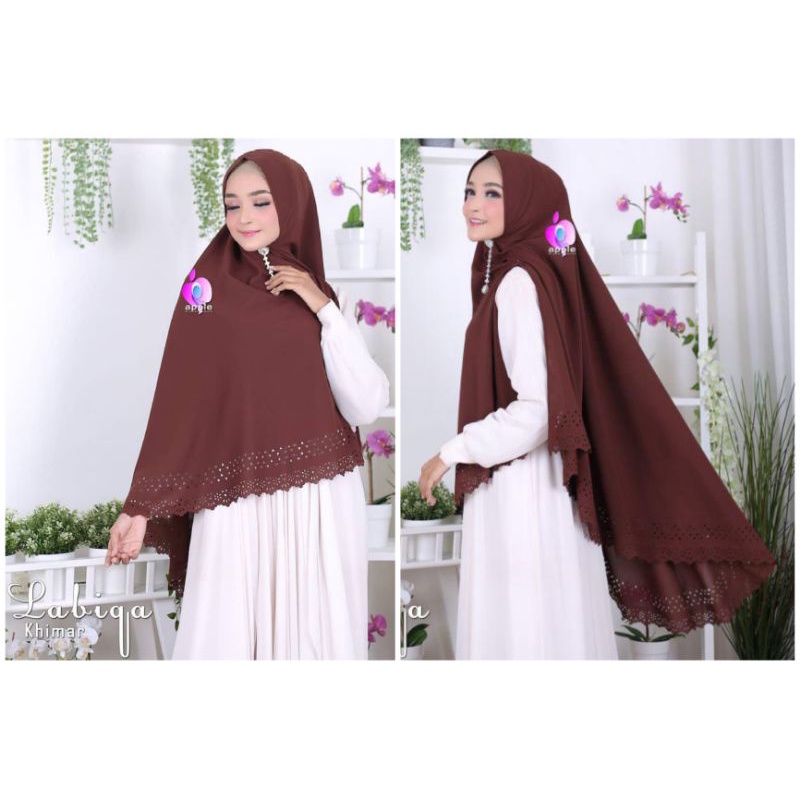labiqa khimar by apple hijab coklat tua laser cutting
