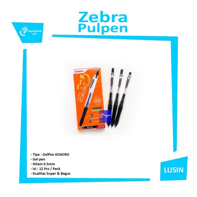 

Pulpen Gel Zebra Kokoro HITAM 0.5 Grosir Perlusin!
