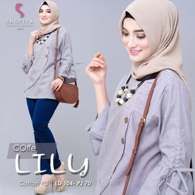 Tunik blouse wanita cantik dan elegan lily tunik original by shofiya