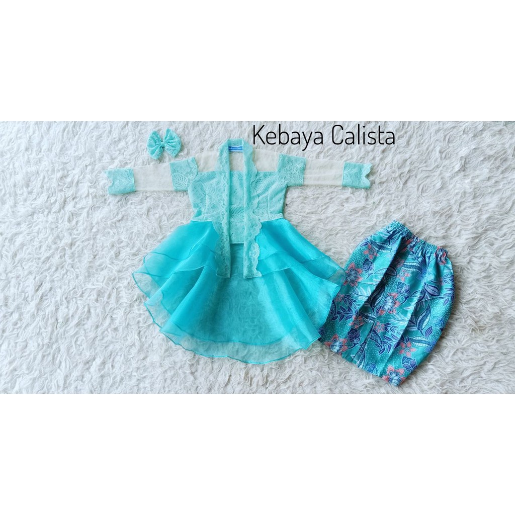 PRODUSEN Baju Anak Kebaya Calista Warna Mint Usia Newborn-10 Tahun