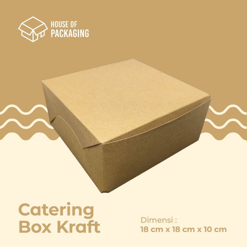 

CATERING BOX DUS KOTAK KARDUS MAKANAN NASI ROTI KUE SNACK 18x18x10 cm @10pcs KRAFT 325 gsm LAMINASI