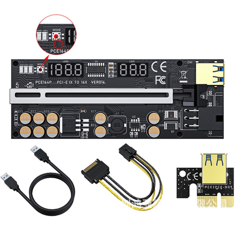 Vivi VER 016pci-E Riser PCI-Express Extension Adapter Card 1X Ke 16X Led Suhu RGB USB Led Untuk Tambang Kartu Grafis