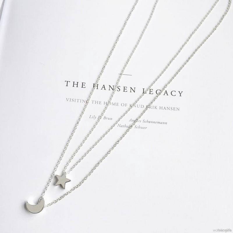 Star Moon Pendant Clavicle Chain Korean Gold Silver Water Wave Chain Necklace