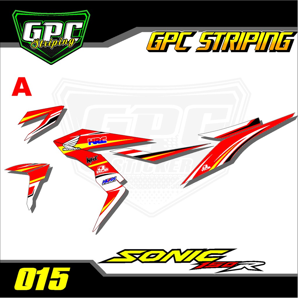 Sticker Striping sonic merah putih hitam -decal Stiker setriping Variasi List Motor GPC-015