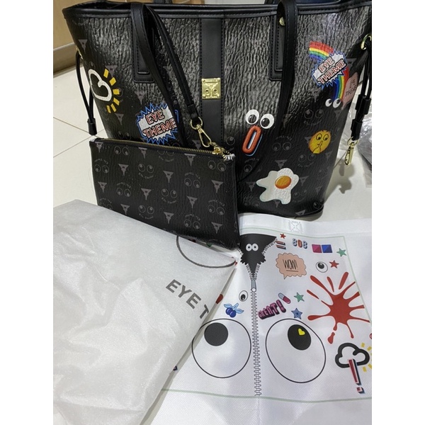 tas Huer Reowhy Eye Theme printed tote bag