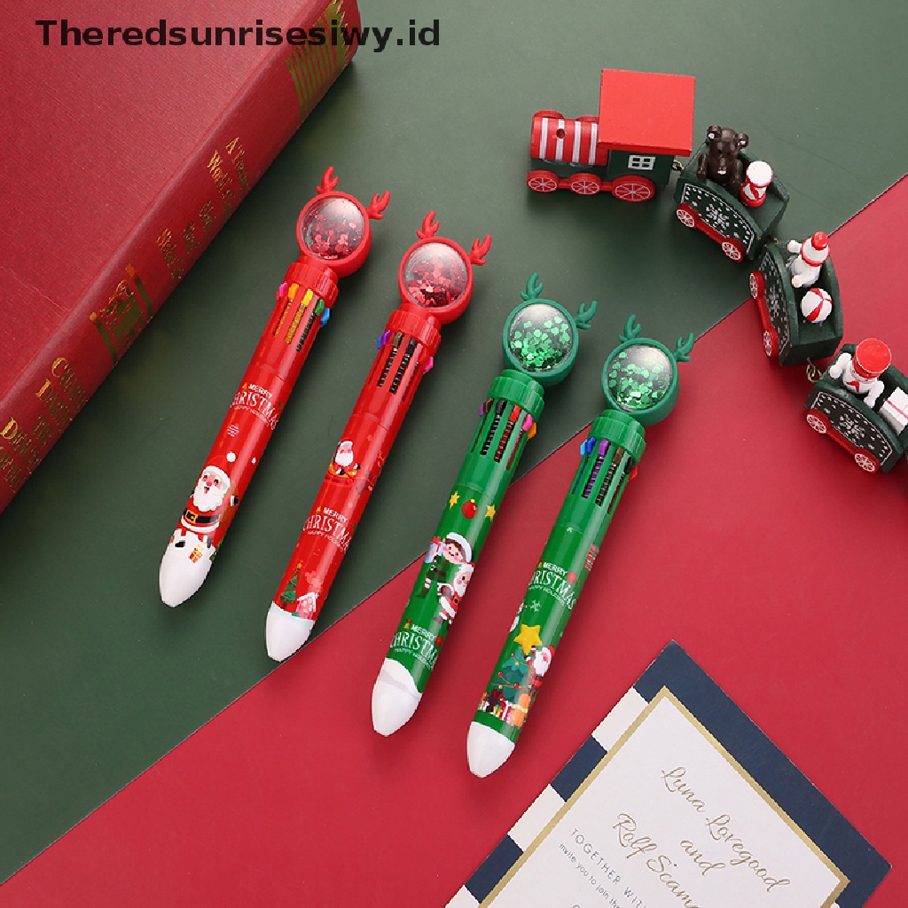 # Alat Rumah Tangga # Pulpen 10 Warna Untuk Hadiah Natal / Sekolah / Kantor