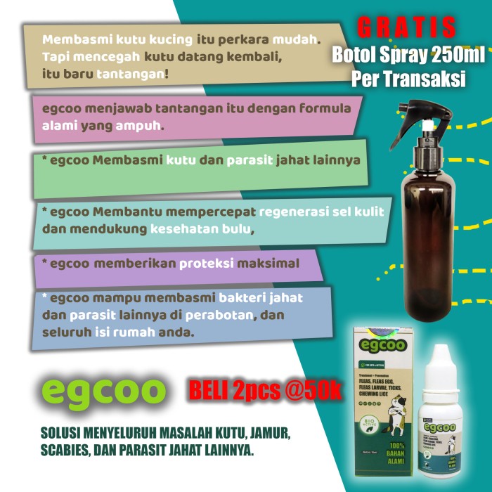 EGCOO - Obat Kutu Kucing Kitten Hamil Menyusui - Jamur Scabies Rontok