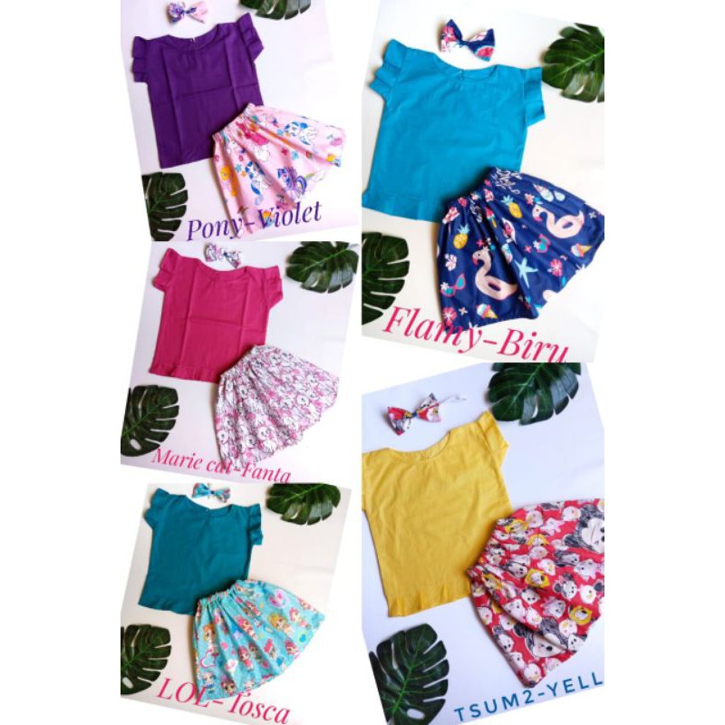 Set rempel ruffle rok bayi free headband untuk 0-4 tahun nablfashion