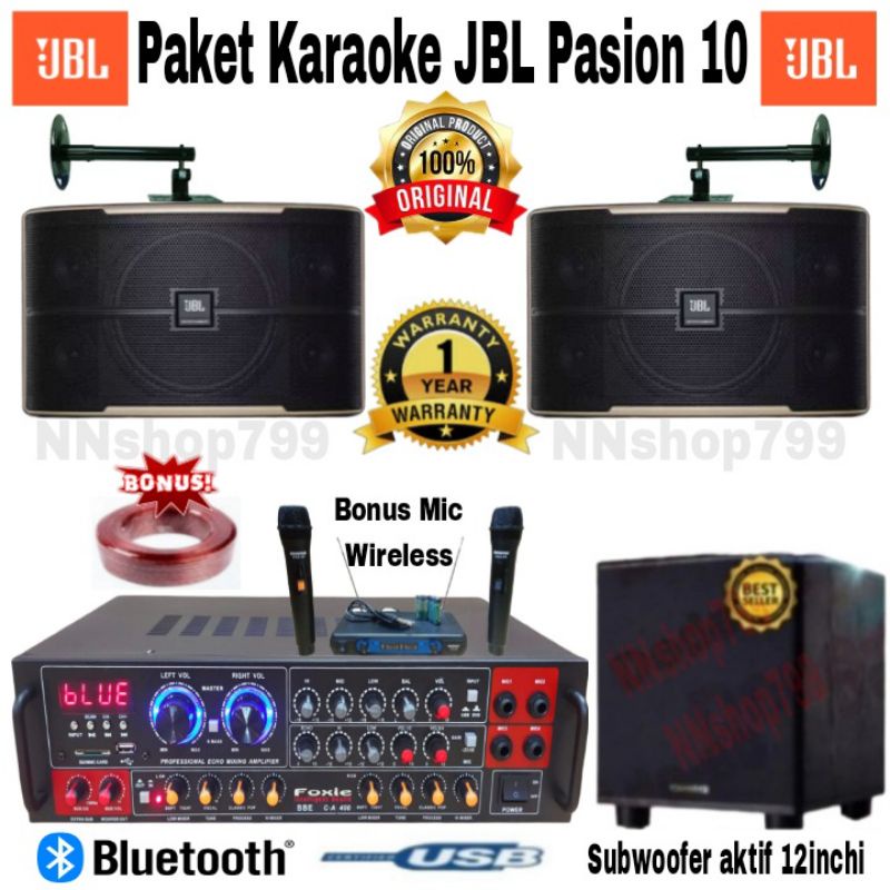 Paket Karaoke Professional JBL Pasion 10+Subwoofer aktif 12 inchi Original