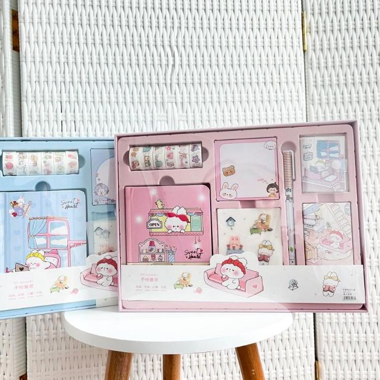 

idPp6P0--PAKET ALAT TULIS 7 IN 1 alat tulis jurnal kelinci/panda cewe ready 2 warna cantik lucu