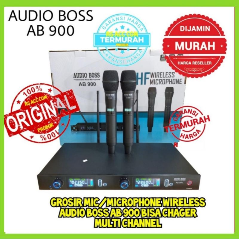 Promo Microphone Wireless AUDIO BOSS AB 900 Free Baterai Cas 2 Mic Wireless Handheld