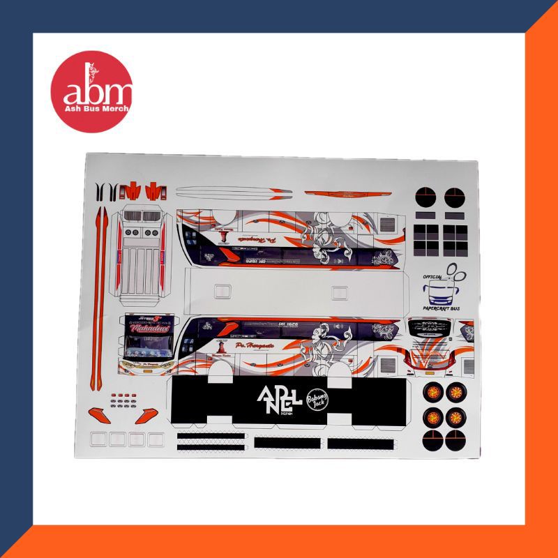 pola paperbus miniatur bus miniatur bus pajangan PO Haryanto Mahadewi