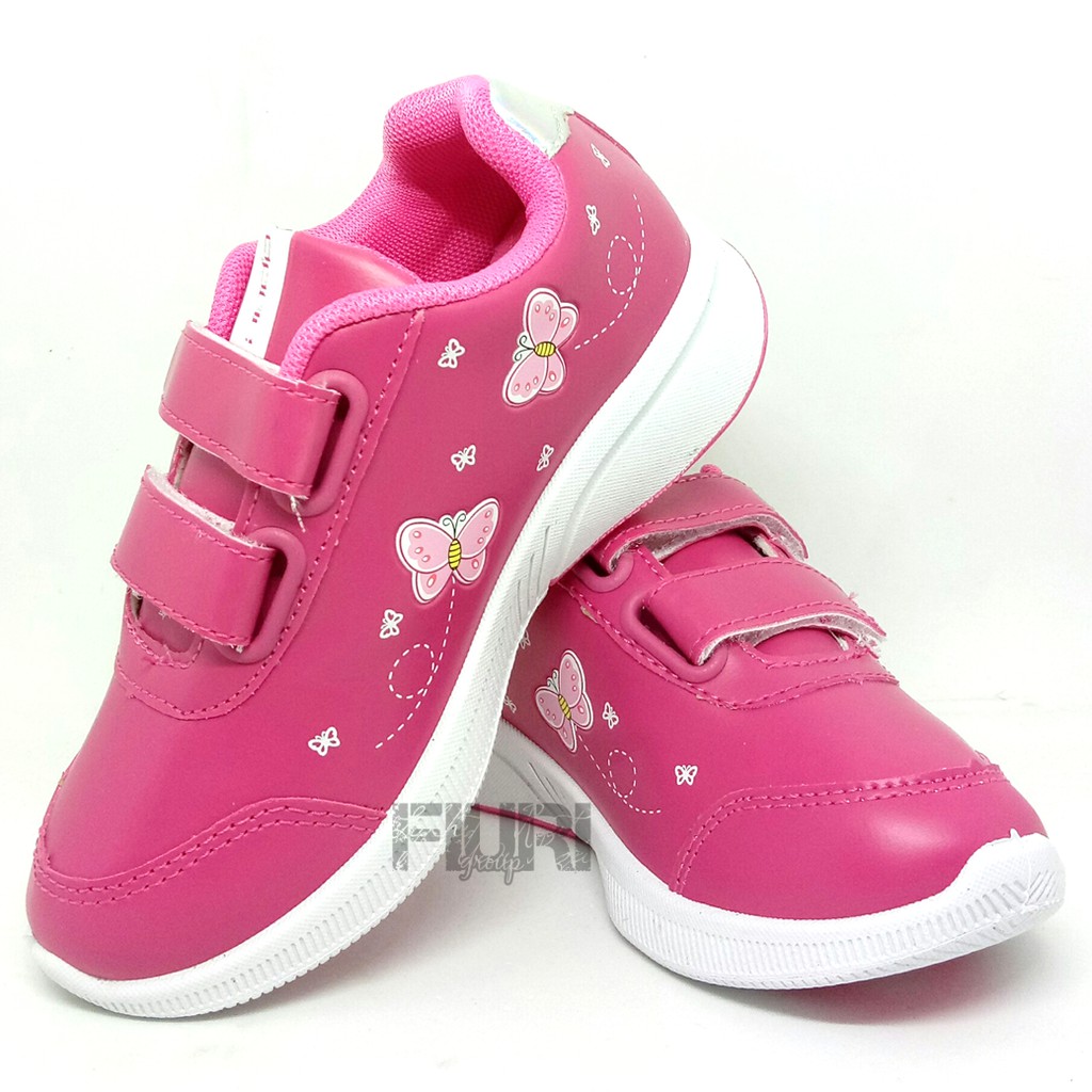 FIURI - ANDO ORIGINAL -  LILY FLY PEREKAT 29-32 PINK - SEPATU SNEAKERS KANVAS SOL KARET ANAK KECIL PEREMPUAN PERI KUPU-KUPU KETS LUCU FASHION TRENDY - SEPATU SEKOLAH PAUD TK KRETEKAN PEREKAT CEWEK MURAH PROMO DISKON BONUS KAOS KAKI