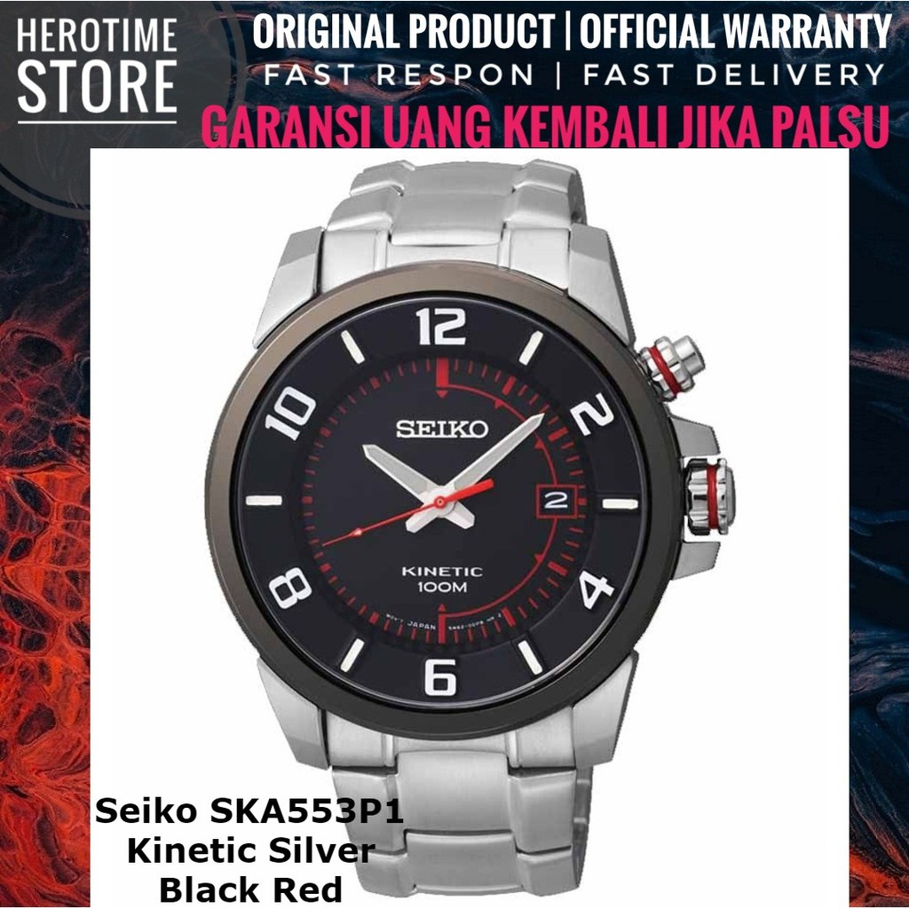 Jual Jam Tangan Seiko SKA553P1 Kinetic Silver Black Red Garansi Resmi  ORIGINAL | Shopee Indonesia