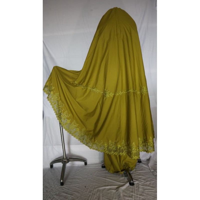 MUKENA BORDIR PADANG MOTIF "ANGGREK" WARNA POLOS (mukena pariaman, mukena bukittinggi)