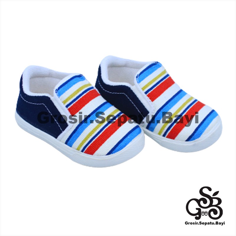 sepatu anak perempuan laki laki slip on motif Rainbow Hitam
