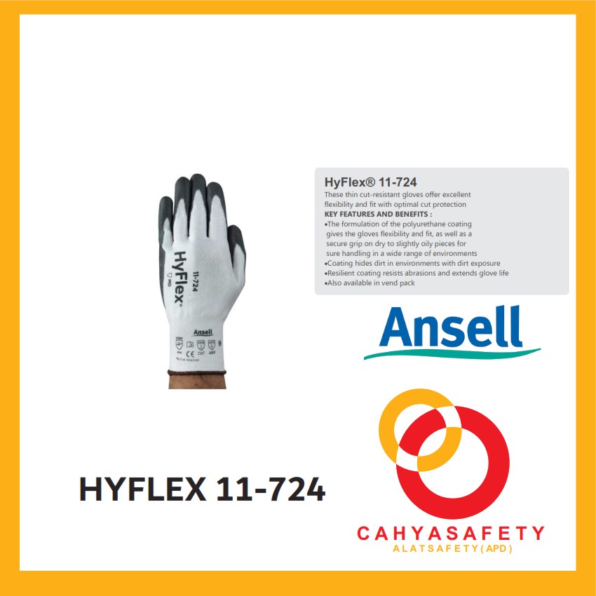ansell / HyFlex 11-724 / hyflex / 11-724 / sarung tangan safety / sarung tangan / safety