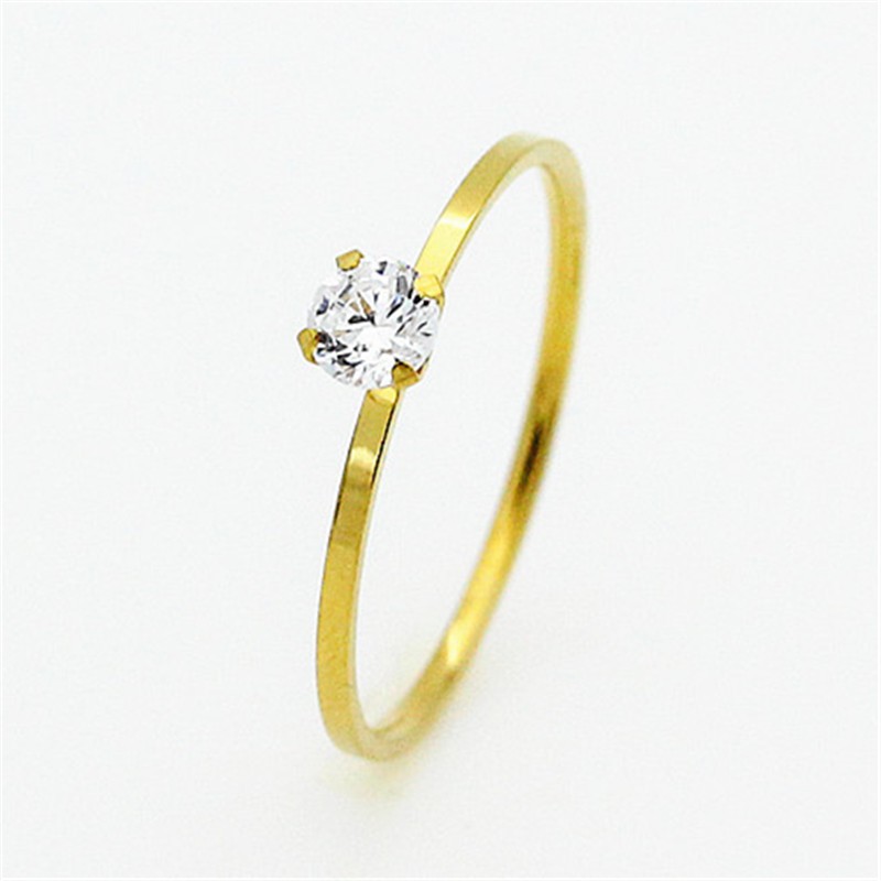 SALE / OBRAL Cincin Titanium Mini Korea Wanita CK006 warna gold cincin nikah permata mewah