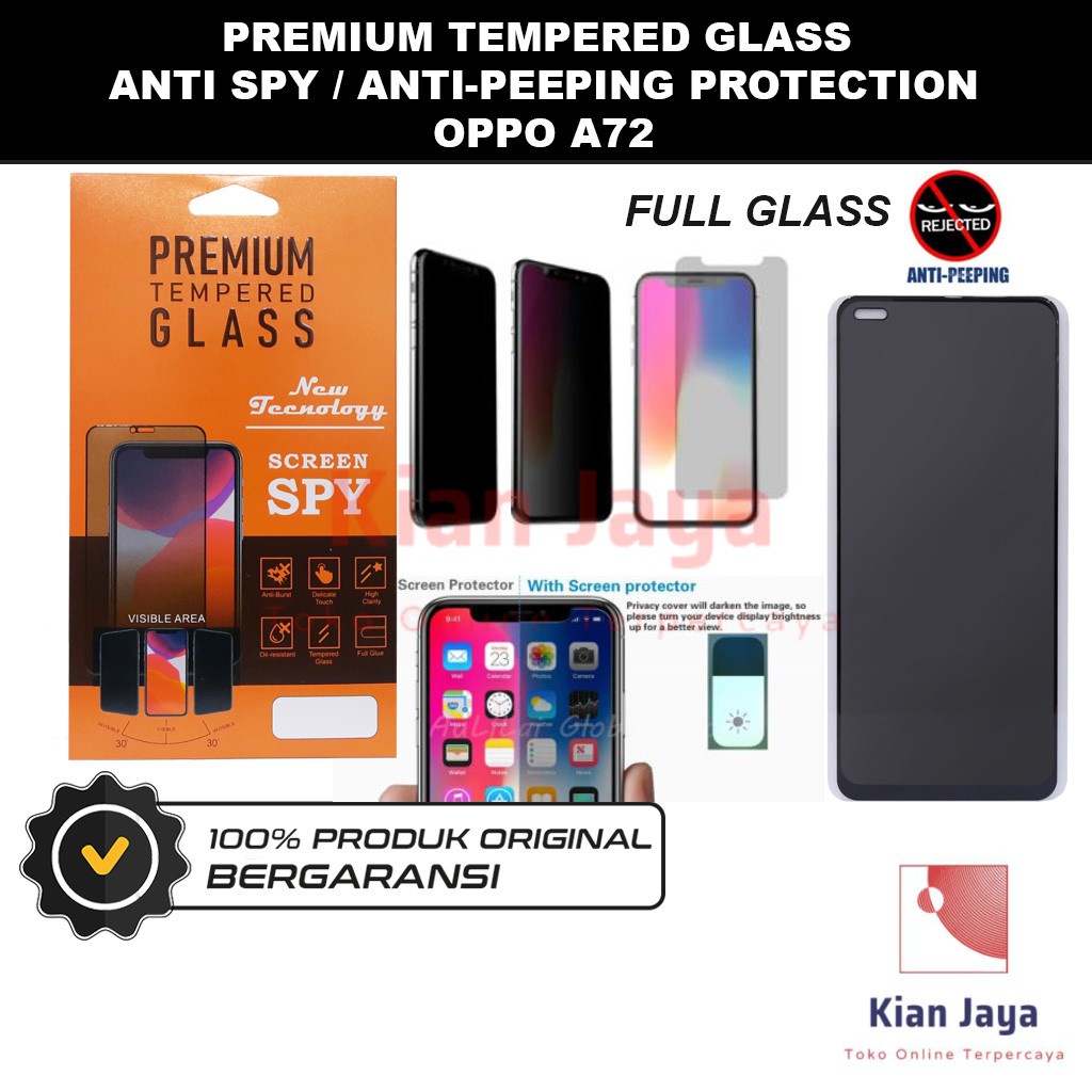 Tempered Glass Oppoo A72 Anti Spy Privacy Peep Screen Protector Full Glass Antispy Anti Gores Kaca