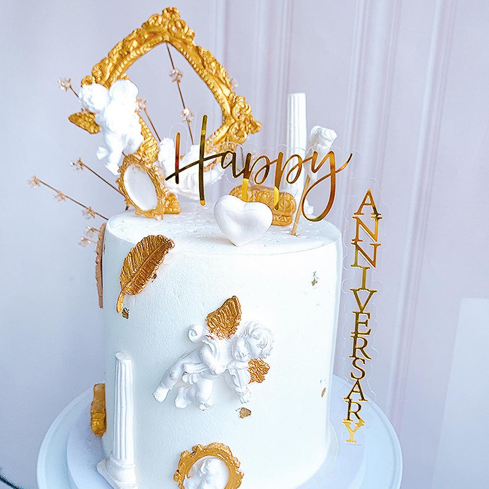 Topper Kue Bahan Akrilik Motif Happy Birthday Untuk Dekorasi Pesta Pernikahan