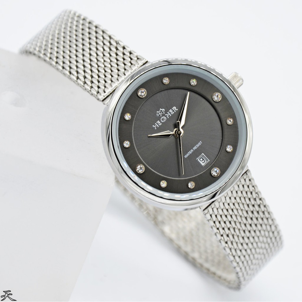 Jam Tagan wanita Hegner 1648LS Htm/D32240H Original Stainless Steel - silver plat hitam