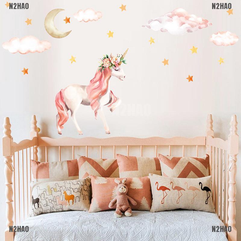 Wandtattoos Wandbilder Cute Unicorns Moon Cloud Wall
