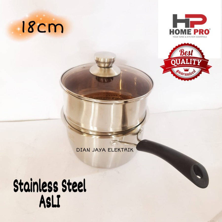 Home Pro Panci Susu 18 cm + Steamer Sauce Pan Milk Pot Gagang satu