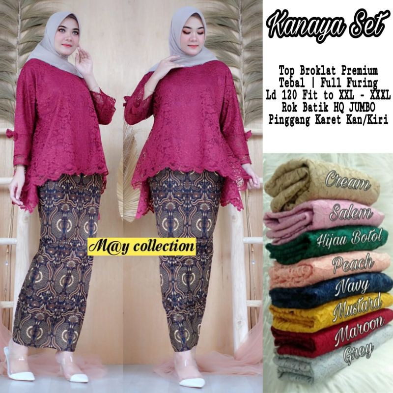 Set kebaya broklat bruklat jumbo xxxl ld 120 premium Original