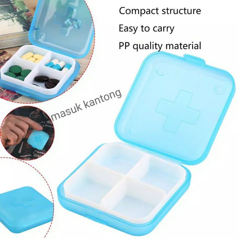 SALE - mrcaisen Kotak obat sekat 4 serbaguna travel portable assesoris perhiasan p3k pill case storage mini