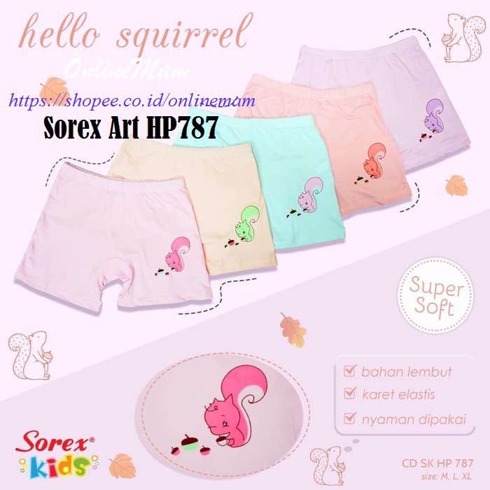 CD BOXER SUPER SOFT ANAK CEWEK SOREX SK HP787, SK MA215, MA501 &amp; MA551 / CELANA DALAM ANAK PEREMPUAN