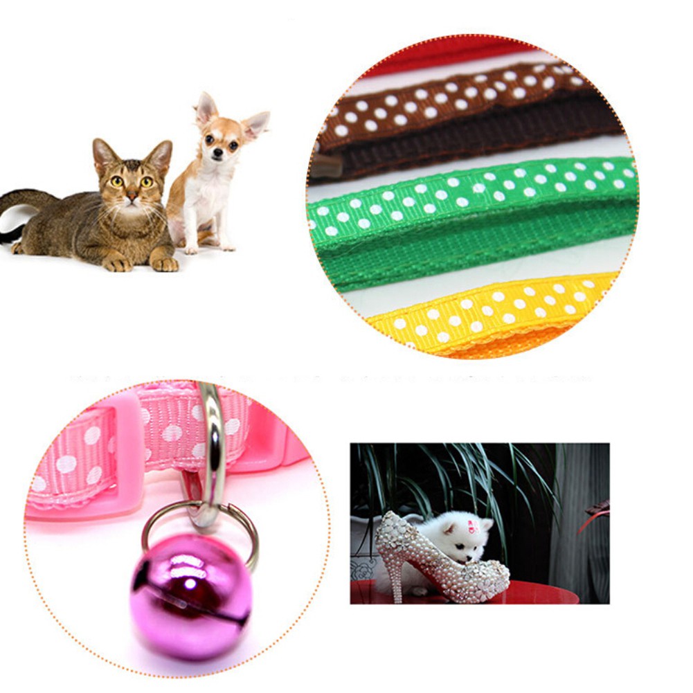 Kalung Leher Anjing / Kucing Adjustable Motif Polkadot