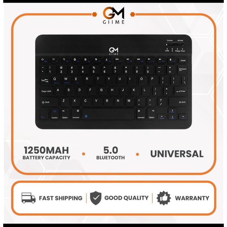 Keyboard Giime Portable Bluetooth 10 Inch Mudah Dibawa Chargerable Import High Quality
