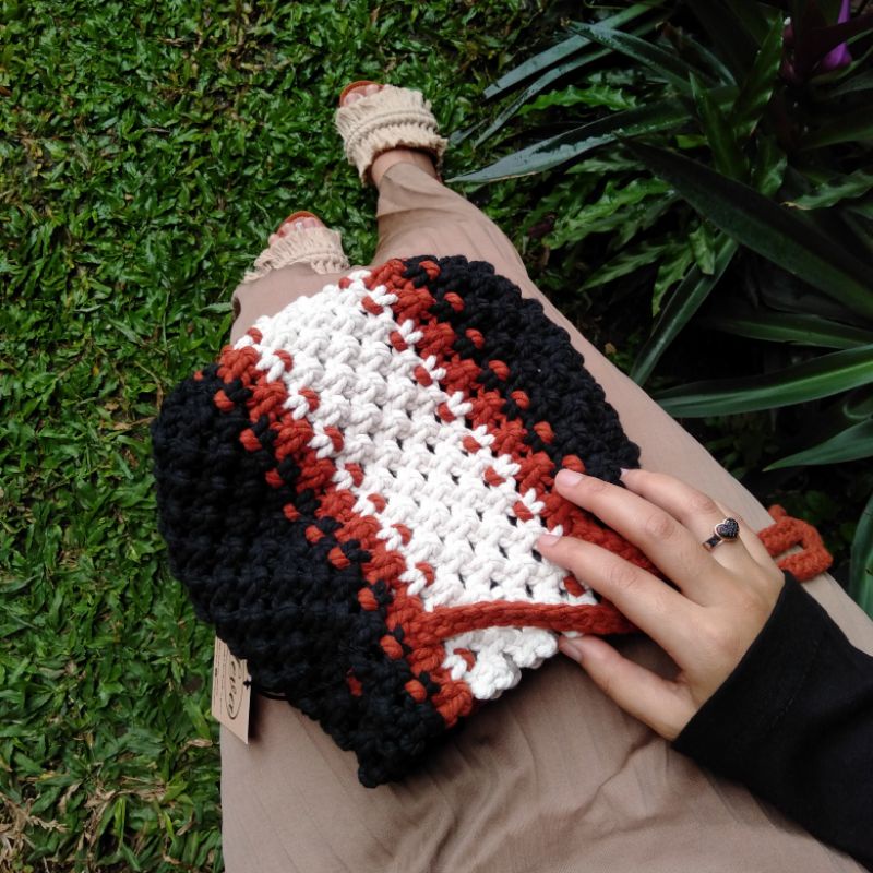 Kyomi Macrame Bag-Tas Selempang Wanita-Shoulder bag Wanita-Tas Macrame-Tas 3 in 1