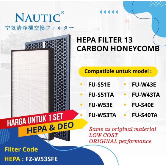 NAUTIC - Adapted Filter untuk Sharp FU-S51TA FU-S40TA FU-W53TA FU-S40E FZ-S51SE