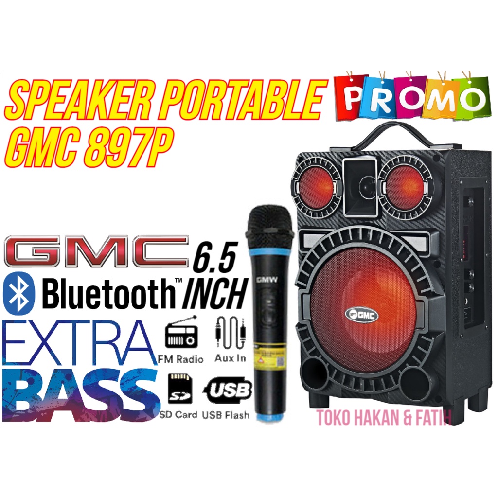 SPEAKER PORTABEL KARAOKE BLUETOOTH GMC 897Q / GMC 897P BONUS MIC WIRELESS