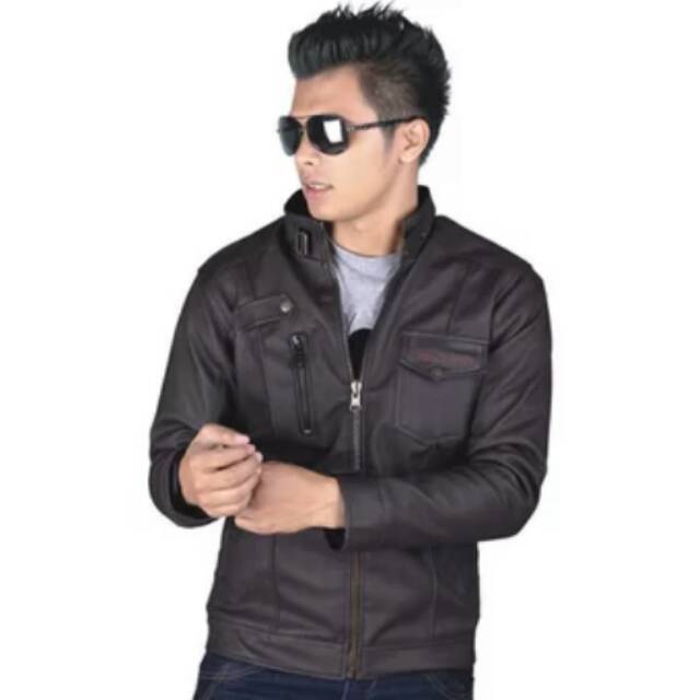 Catenzo Jaket Kulit Pria Original - Karlit Men Jacket - Dark Brown