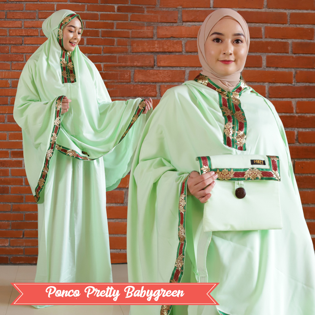 Ponco Pretty Green by Parisku - Mukena Dewasa Mukena Warna hijau Muda Mukena katun Adem