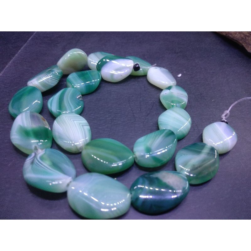 Green Stripe Beads Natural Loose Stone