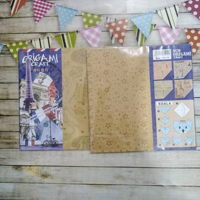 

Kertas lipat origami motif coklat paris dan batik / craft paper 16x16 cm 20 lembar