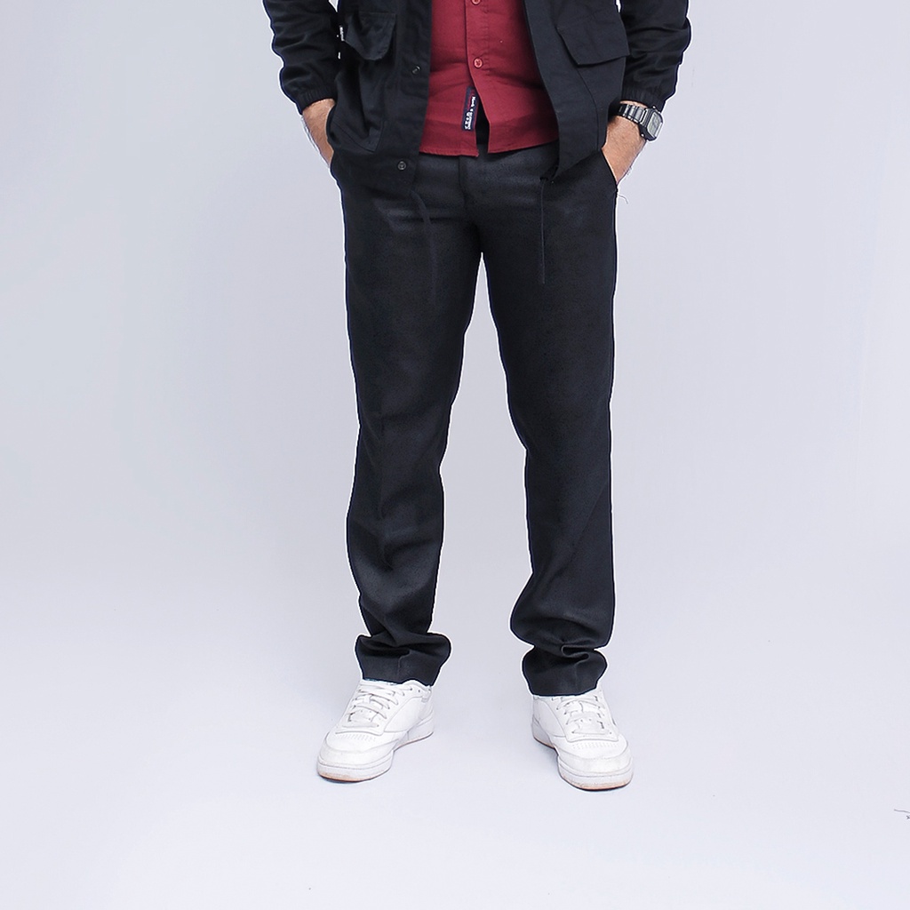 OXYBOY CELANA PANJANG PRIA FORMAL SLIMFIT KAIN SEMI WOOL // HITAM // CELANA KILAT PRIA