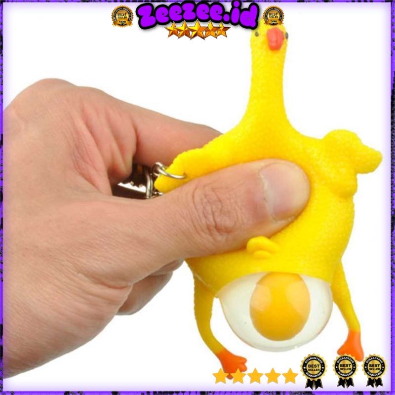 Gantungan Kunci Squishy lucu Anti Stress Model Ayam Bertelur kado unik lucu