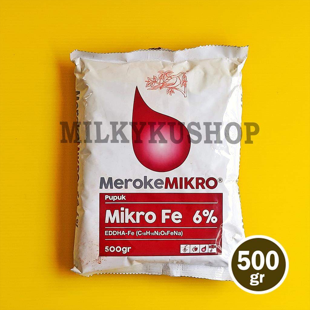 PUPUK MEROKE MIKRO FE 6% EDDHA 500 GRAM KEMASAN PABRIK HIDROPONIK