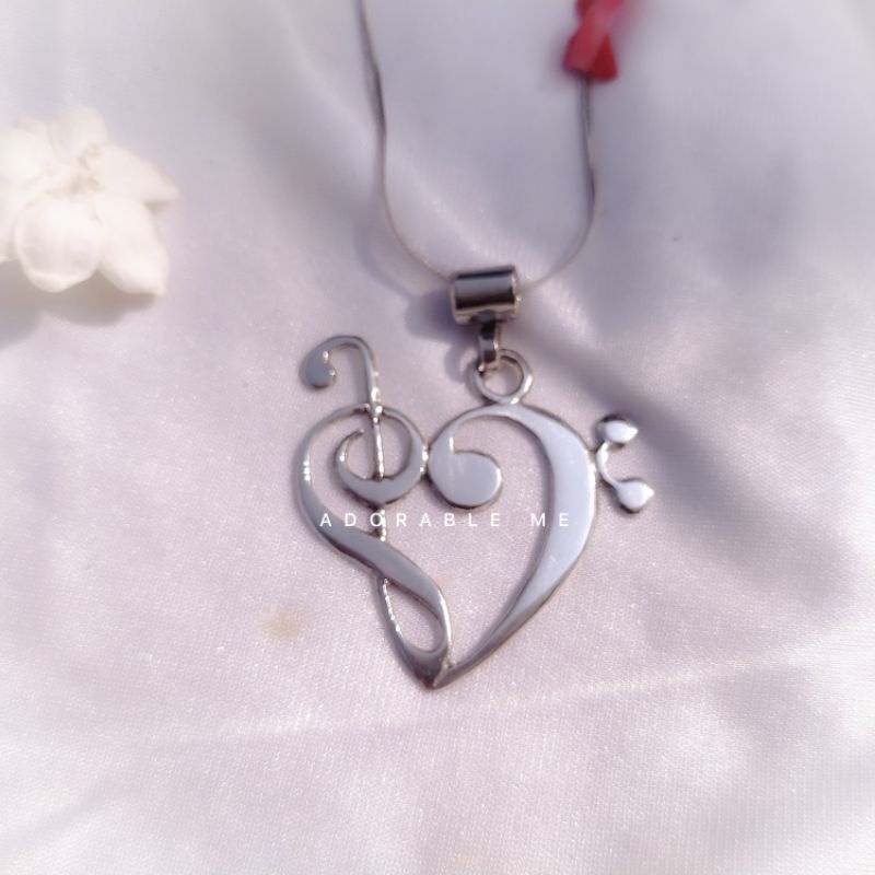 KALUNG MUSIK KUNCI G&F HEART  | G&F Cleff Heart Love Necklace | Handmade Musical Stuff