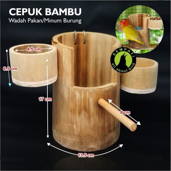 CEPUK BAMBU WADAH PAKAN MINUM BURUNG