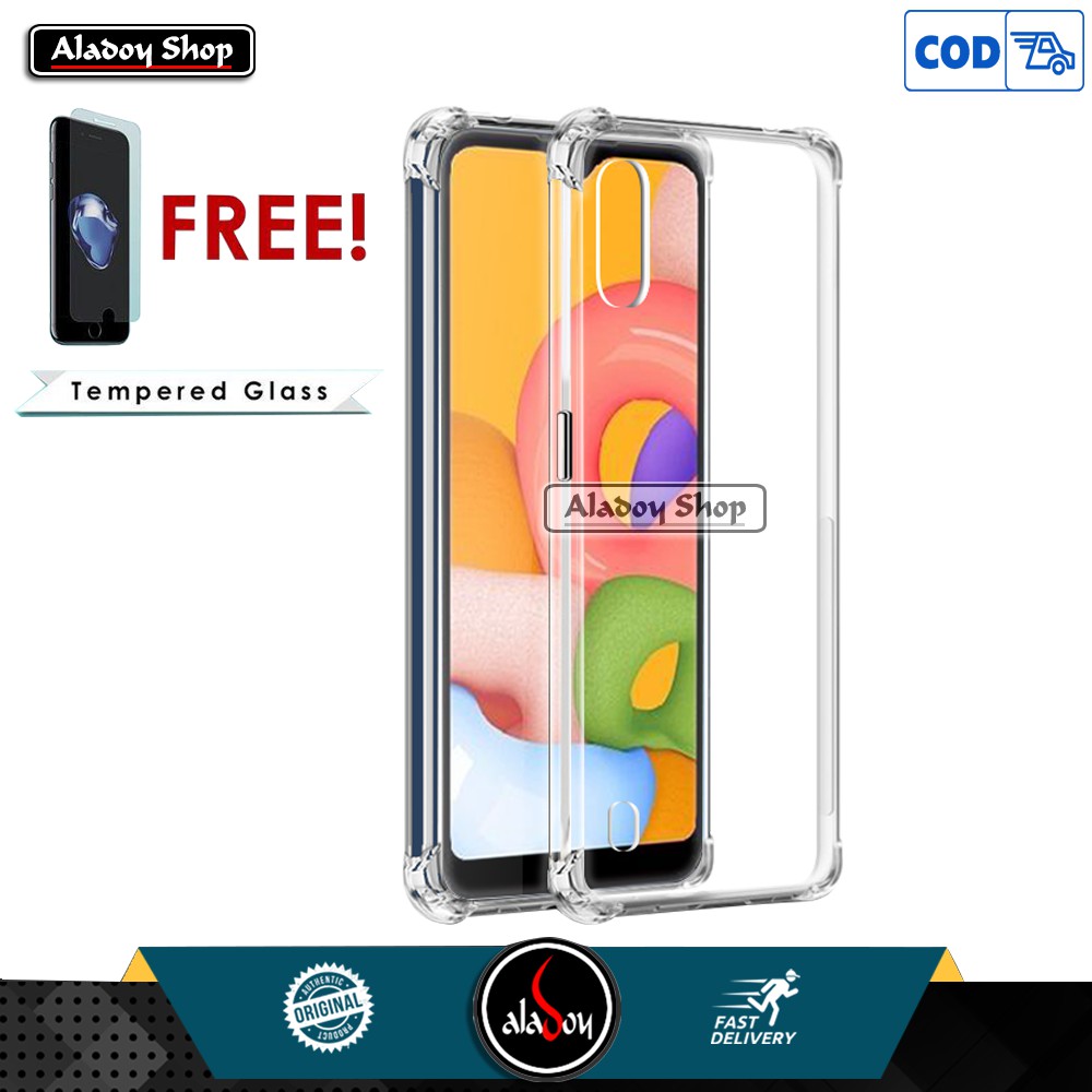 PROMO Case Free Tempered Glass Full SAMSUNG A01 Anticrack Shockproof Premium Softcase