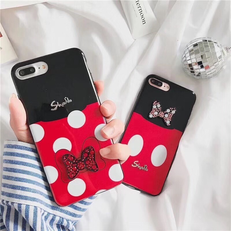 IPHONE 5 5G 5S 6 6G 6S 6 PLUS 6G PLUS 6S PLUS 7G 8G SE 2020 7 PLUS 8 PLUS - MICKEY MINNIE 3D Soft Case Swaroski