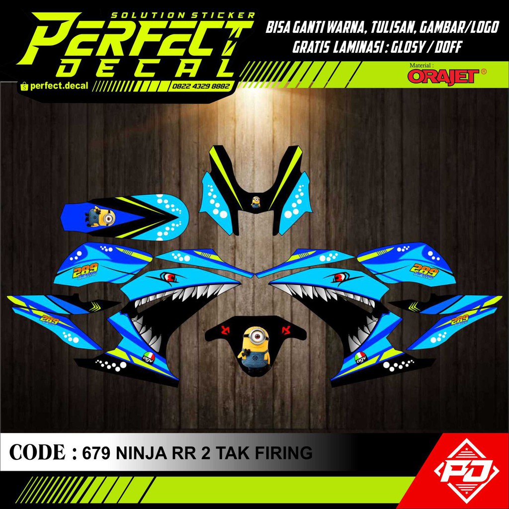 Decal Stiker Motor NINJA 150 RR 2TAK FIRING SHARK/HIU Full Body Sticker Custom Variasi