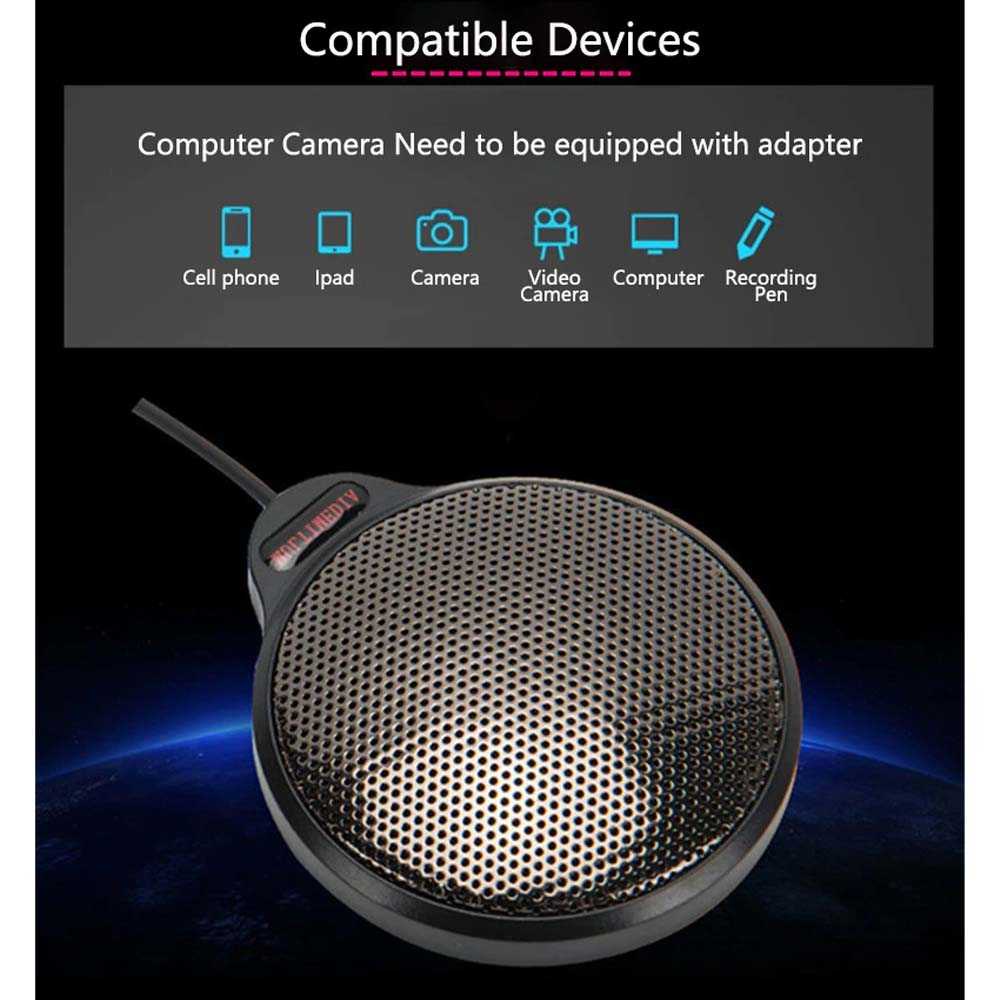 RECORDIO 360 Degree Microphone Table Conference Zoom Meeting skype Mikrofon Laptop Smartphone Mic Anti Slip
