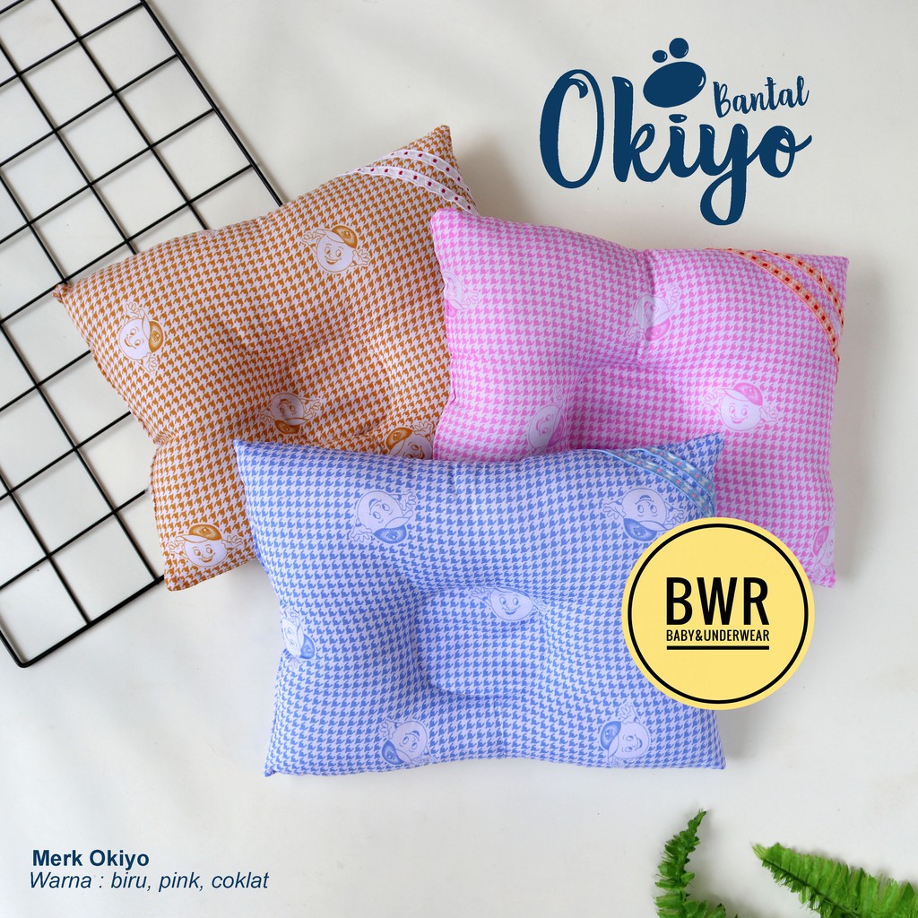 Bantal Peyang Bayi OKIYO Kotak Kotak | Kado Bayi Perlengkapan Tidur Bayi - Bwr IX